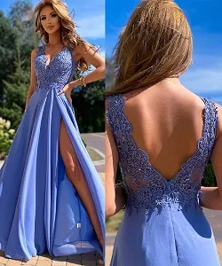 rochie bleu dantela